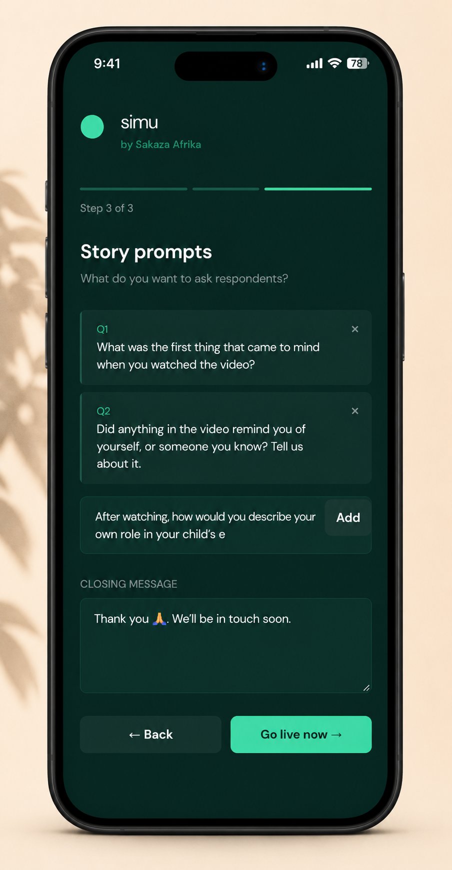 simu story prompts screenshot